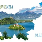 Foto magnet Bled – poletni pogled na Blejsko jezero v sončnem vremenu, magnet pravokotnik 78x54 mm