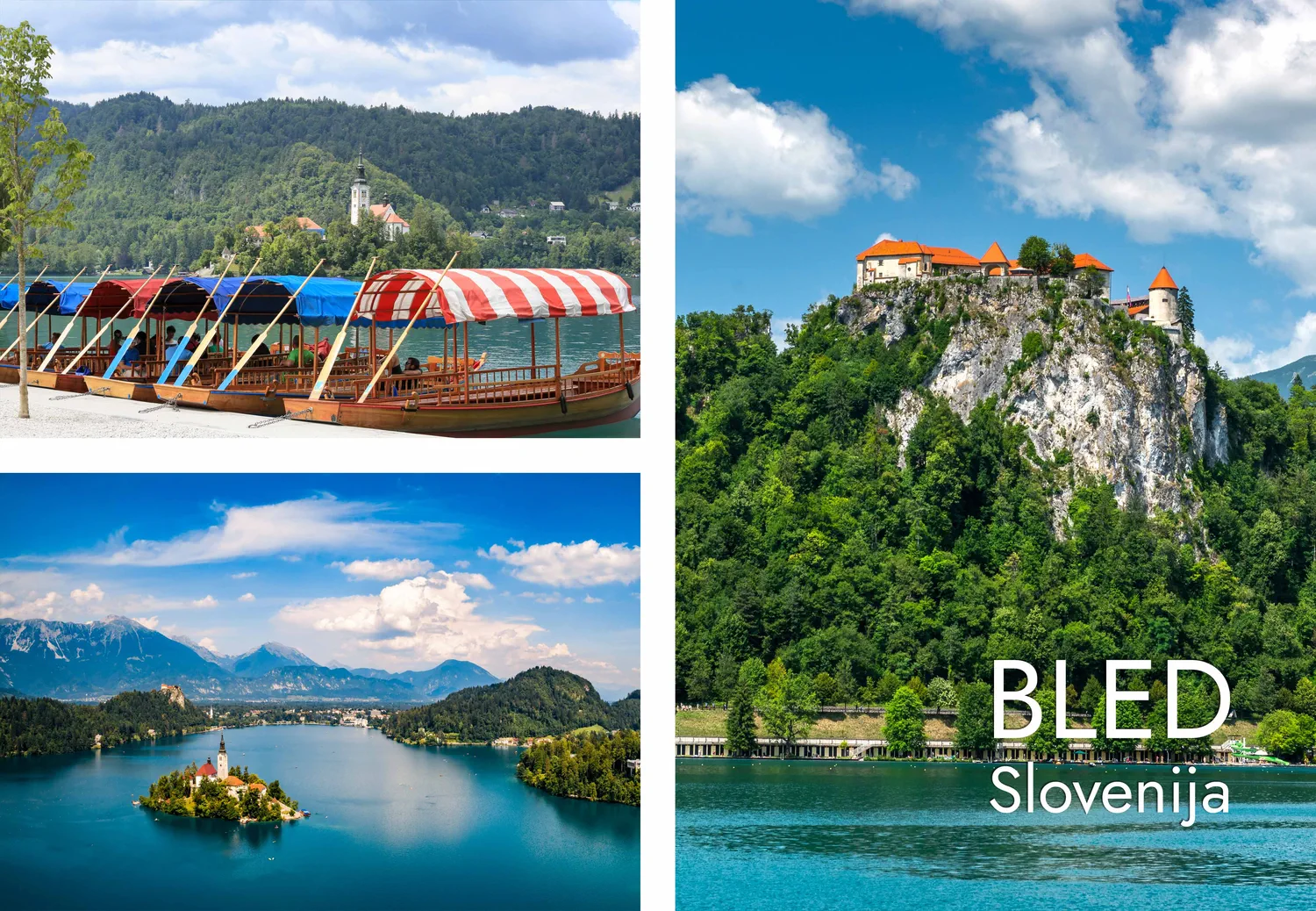bled 6 2026 kolaž magnet pravokoten Foto magnet Bled – kolaž priljubljenih motivov jezera, otoka in gradu, magnet pravokotnik 78x54 mm