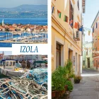 Foto magnet Izola – kolaž slikovitega pristanišča in starega mestnega jedra, magnet pravokotnik 78x54 mm