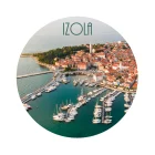 Foto magnet Izola – okrogel magnet z motivom obalnega mesta, magnet 75 mm