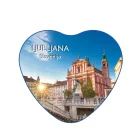 Foto magnet Ljubljana – srce oblikovan magnet z motivom slovenske prestolnice, velikost 52x57 mm