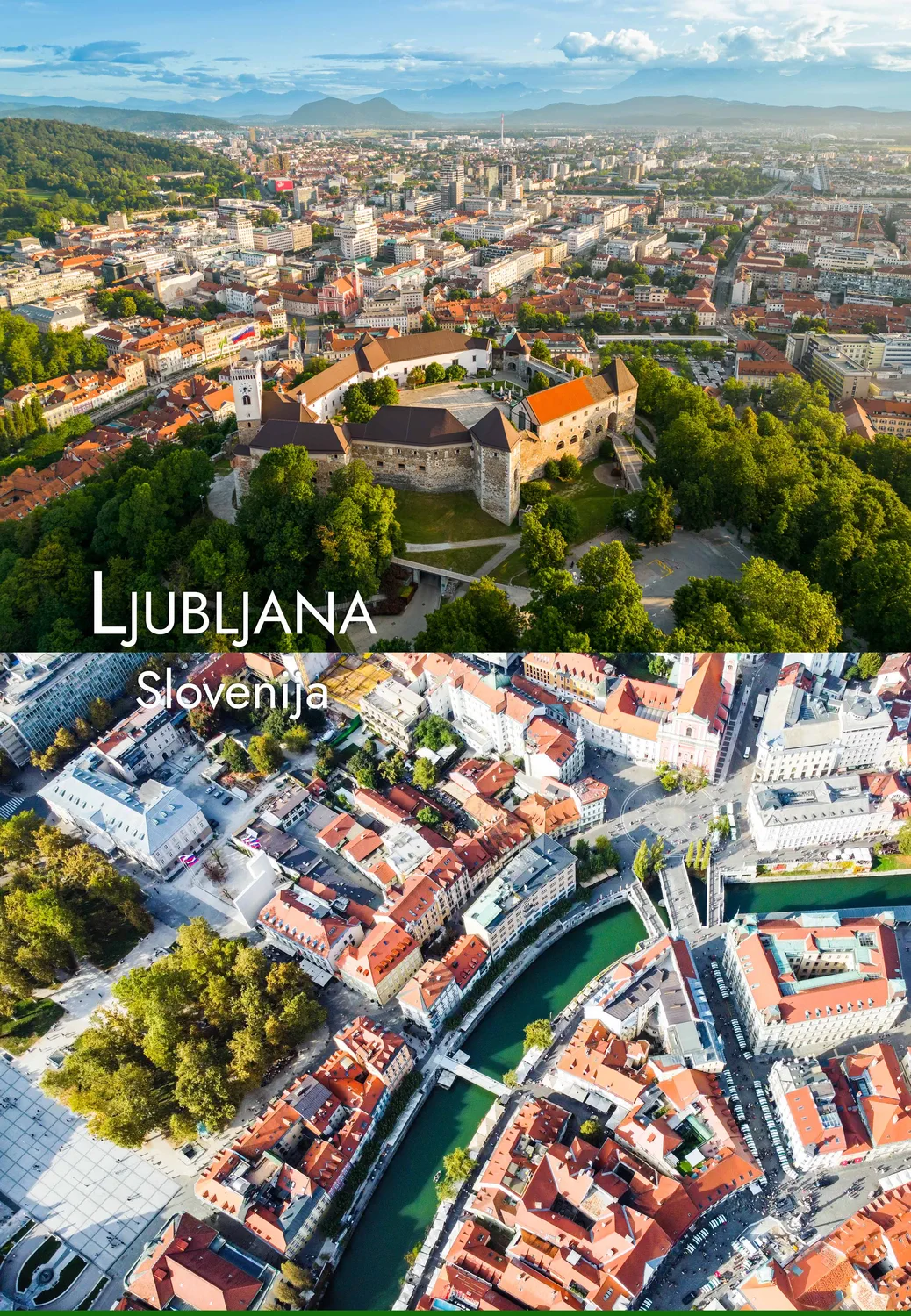 ljubljana 3 kolaž grad 2026 magnet pravokoten mockup1 Foto magnet Ljubljana – kolaž z ljubljanskim gradom in mestnim jedrom, magnet pravokotnik 78x54 mm