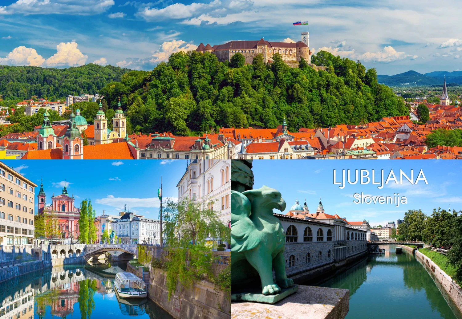 ljubljana 7 kolaž 2026 magnet pravokoten Foto magnet Ljubljana – kolaž priljubljenih motivov iz mestnega jedra prestolnice, magnet pravokotnik 78x54 mm