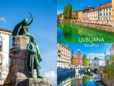 Foto magnet Ljubljana – kolaž utripajočega mestnega vzdušja prestolnice, magnet pravokotnik 78x54 mm