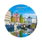 Foto magnet Ljubljana – okrogel magnet s pogledom na slovensko prestolnico, premer 75 mm
